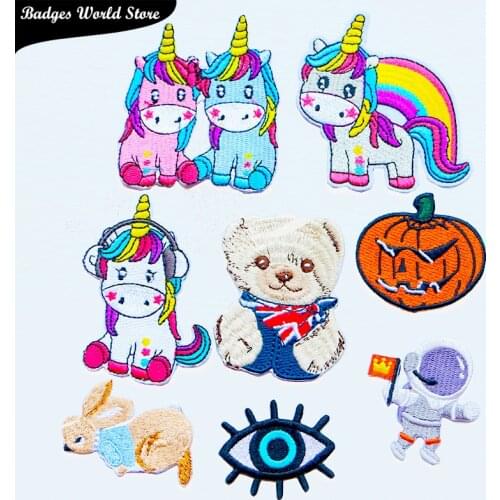 High-end Cartoon Astronaut Unicorn Bear Anime Icon Embroidered Applique Patches for Clothing DIY Iron on Badge on the Backpack