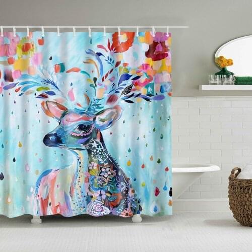 Waterproof Flower Shower curtain Blue Large Bath Curtain For Bathroom Long 180x200cm 3D Blackout Pink Shower Curtain cortinas