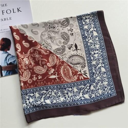 Fashion Handkerchief Silk Hair Scarf For Women Paisley Printed Headband Neck Scarfs Female 70cm Small Shawl Bandana Head Scarves