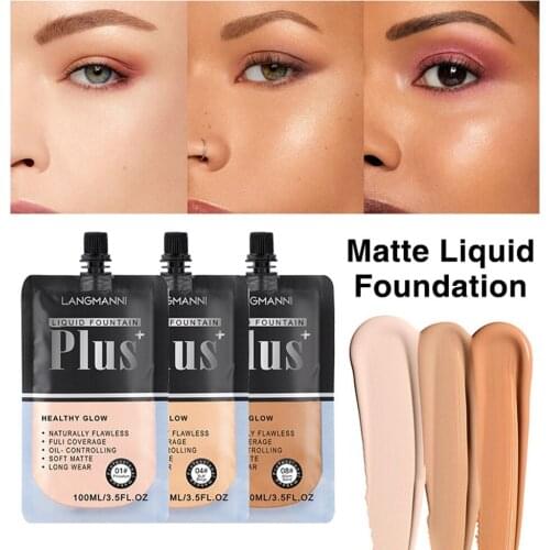 Matte Liquid Foundation Cream Cover Acne Dark Circles Long Lasting Oil Control Concealer Face Makeup 100ml