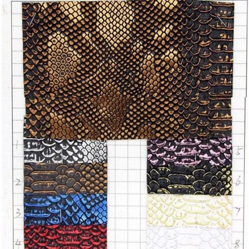 Snake skin leather fabric material wholesale Archaize gilt serpentine leather synthetic PU serpentine leather