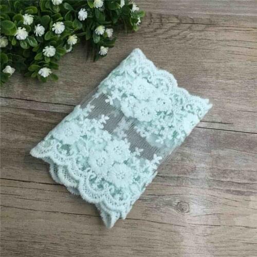 1 Yard Blue Scalloped Double Edge Blossom Embroidered Lace Trim Ribbon Applique Sewing Craft Crochet Vintage Bridal Dress