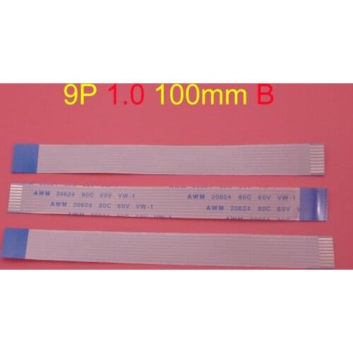 10pcs pcs 9pin FFC FPC flat flexible cable 1.0mm pitch 9-pin B-type reverse length 100mm ribbon flexible cable AWM 20624 80C 60V