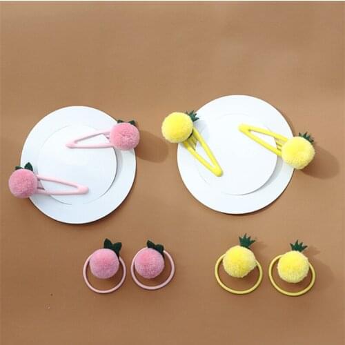 10pcs/lot Fruit Pompom BB Clips Kids Hairpins Children Headwear Princess Clips Headdress Elastic Hair Bands Girls Accessories