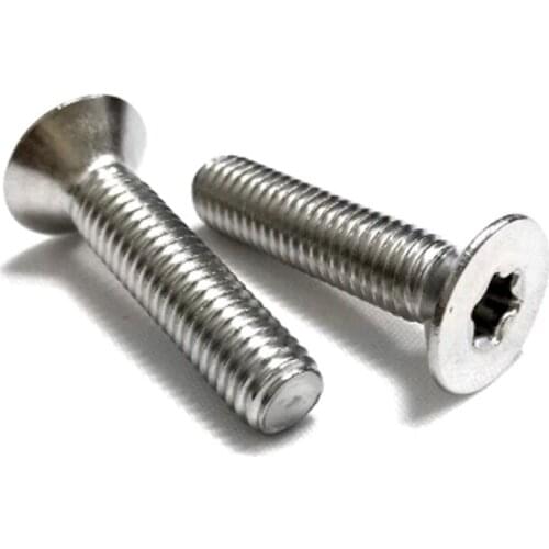 20pcs M4 304 stainless steel Countersunk head Flat plum Anti-theft bolt Screw Tamper Mechanical screws 22mm-50mm Length torx