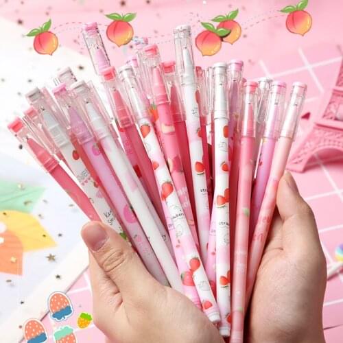 2X Fresh Elegant Fruit Strawberry Gel Pen Writing Signing Pen Stationery School Office Supply Black Ink 0.35mm