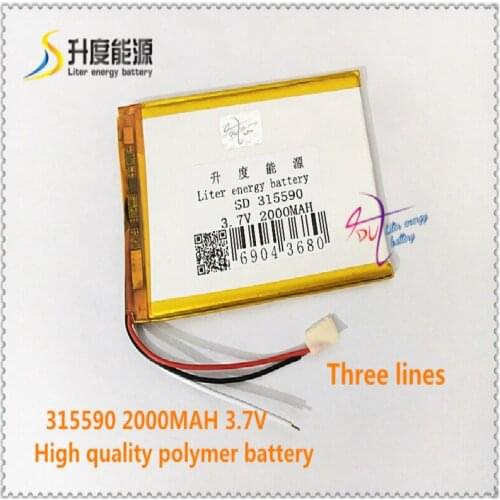 3.7V 2000mAh 315590 Polymer lithium ion / Li-ion battery for tablet pc cell phone speaker POWER BANK mp4