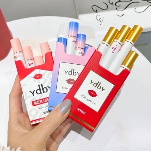 4 Sets Explosive Cigarette Tube Lipstick Long Lasting Waterproof Non-Stick Cup Matte Lip Glaze Red Lips Makeup Gifts TSLM1