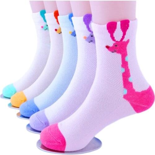5pairs childrens socks boys&girls cotton fashion breathable mesh socks spring&summer high quality1-12Tchildrens birthday gifts