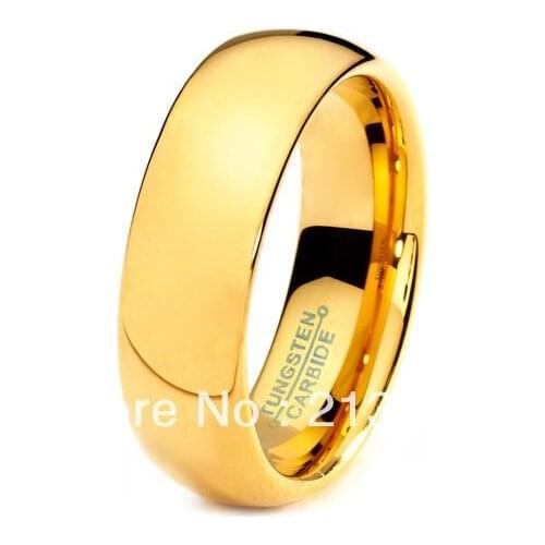 FREE SHIPPING!USA WHOLESALES CHEAP PRICE BRAZIL RUSSIA CANADA UK HOT SELLING 8MM New GOLD DOME PLATE BRIDALTUNGSTEN WEDDING RING