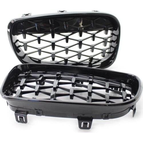 A Pair Diamond Grille Front Kidney Grill Racing Grills For BMW 1 Series E81 E87 E82 E88 118i 120i 125i 2007-2012 Car Accessories