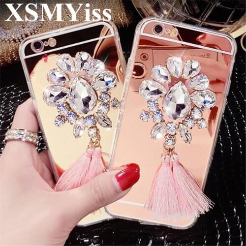 For iPhone 11 Pro MAX X XS MAX XR 5S 6S 7 8 PLUS Luxury Diamond Rhinestone Mirror Soft TPU Back cover Crystal Phone case Shell