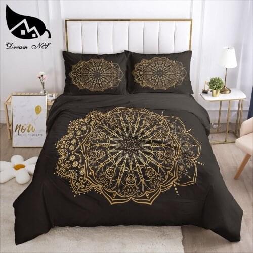 Dream NS Simple Bohemian Hand Painting Bedding set Luxury Bronze Art Black Gold Bedding Home Textiles Set Queen Bedclothes Duvet