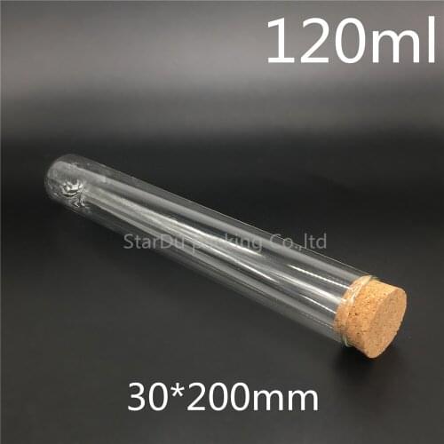 Round bottom tube cork tube 30*200mm high temperature thick glass tube of 120ml