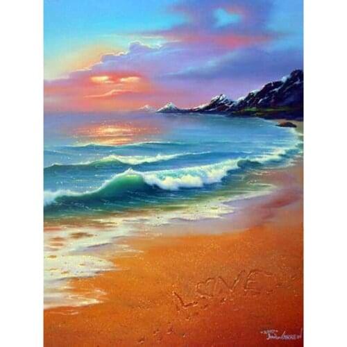 GLymg Diy Embroidery Bright Rhinestones Needlework Handicrafts Beach Diamond Art Wall Arts Decor