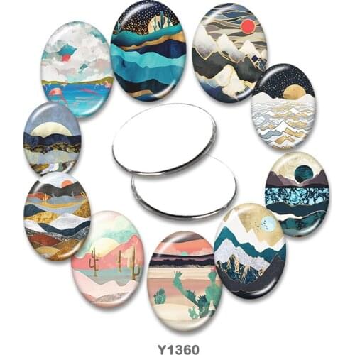 Mountain Oval glass cabochon 13x18mm/18x25mm/30x40mm flat back Making findings TRY1360