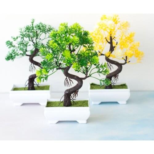 2PCS 17x25cm Artificial Small Pine Tree Pots Desktop Mini Bonsai Home Garden Bedroom Living Room Office Hotel Decor Fake Plants
