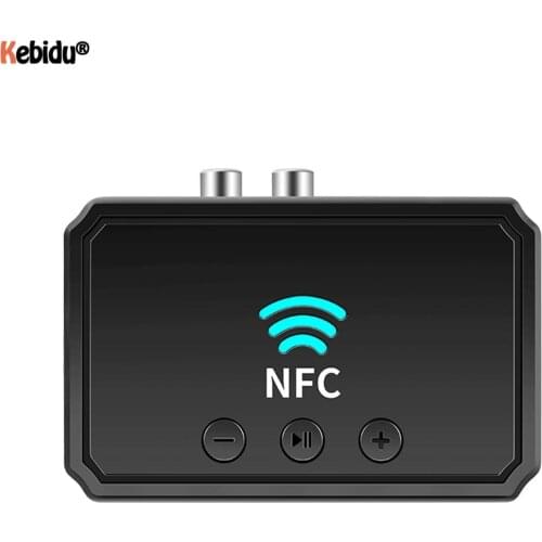 Kebidu NFC Bluetooth 5.0 Receiver Adapter 3.5mm RCA Audio AUX Output Wireless Bluetooth Dongle Stereo for Amplifier Speaker