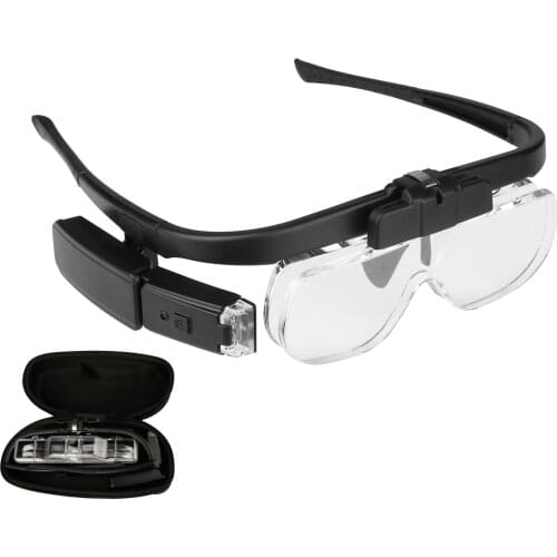 KKmoon 4.5X Magnifying Headset with LED Light Magnifying Glass Head Mounted Jewelry Loupe Magnifier with Lens 2 LED Lights