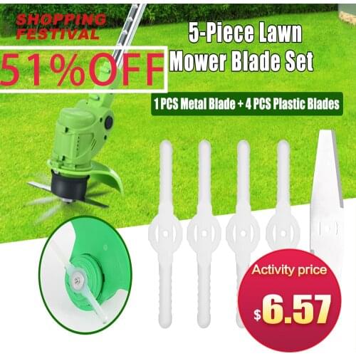 Spare Parts for Lawn Mower Blade Set 1Metal Blade 4 PCS Plastic Blades Grass Trimmer Weeder Blades Replacement accessory