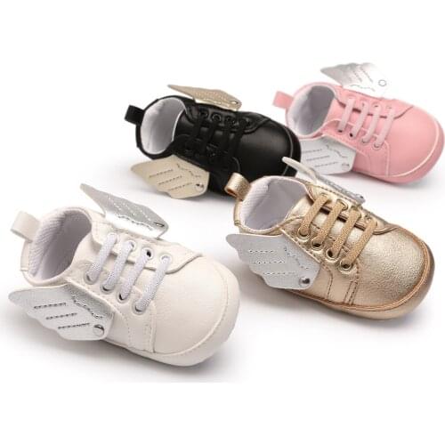Baby Boys Girls Leather Shoes Angel Wing Cute Newborn Infant Toddler Crib Zapatos Baby Moccasins Floor First Walkers TS143