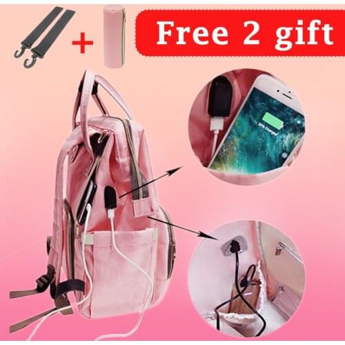 Fashion Mom Travel Backpack Usb Diaper Bag Multi-function Mummy Maternity Nappy Bag Mommy Baby Changing Stroller Bag Organizer