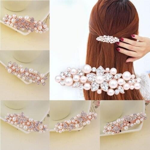 Fashion jewelry large hairpin pearl hot sale hairpin European and American exaggerated style word clip spring clip