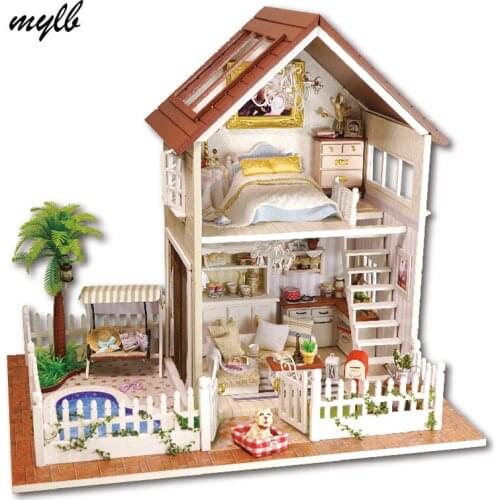 Mylb Doll house furniture miniatura diy doll houses miniature dollhouse wooden handmade toys for children birthday gift