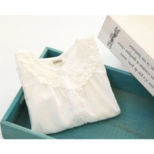 New Arrival Spring Baby Girls Embroidery White Blouses Girls Long Sleeve White Shirts Kids Spring White Blouses
