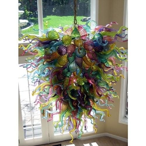 New Home Decor LED Flower Shape Hand Blown Murano Glass AC 110/120/220/240V Italian Style Colorful Chandelier