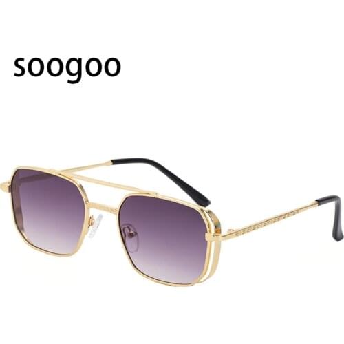 New steampunk sunglasses mens small frame fashion double beam style male famale vintage luxury brand square size