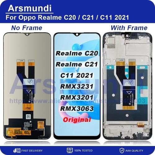6.5"Original For Oppo Realme C11 2021 RMX3231 LCD Display Screen Frame Touch Panel Digitizer For Realme C20 C21 RMX3201 RMX3063