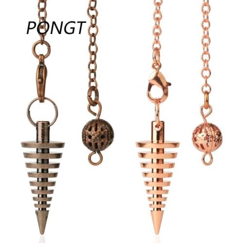 PONGT Divination Metal Spirit Pendulum Tooth-shaped Cone Gravity Concentration Primitive Ancient Method Pendant Aura Jewelry