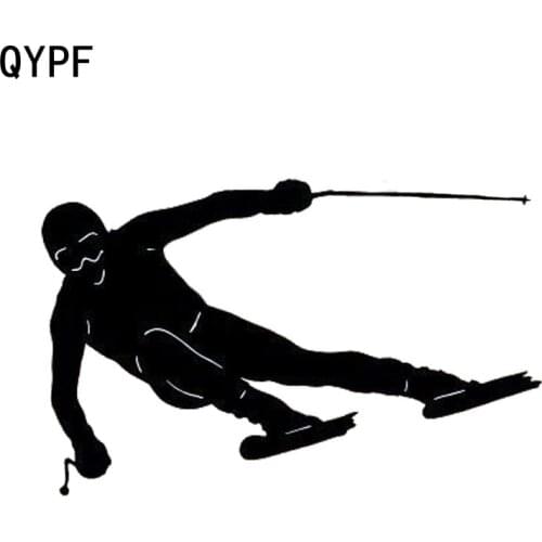 QYPF 13cm*8.3cm Car Styling Double Board Ski Fashion Sports Car Stickers Vinyl Decal Black Silver S2-0340