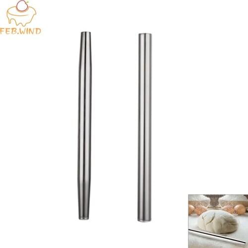 FEBWIND Bakeware Stainless Steel Rolling Pins for Baking Dough Pizza Cake Roller KItchen Baking Pastry Tools 060