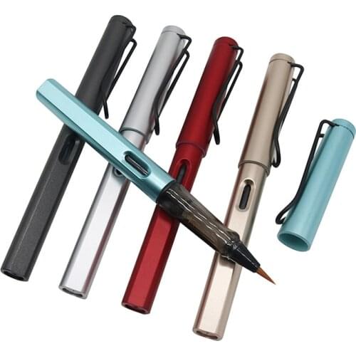 1 Pcs Paintbrush Fountain Pen Ink Sac Writing Brush Color Fountain Style Weasel Hair Calligraphy Small Regular Script Brush Pen