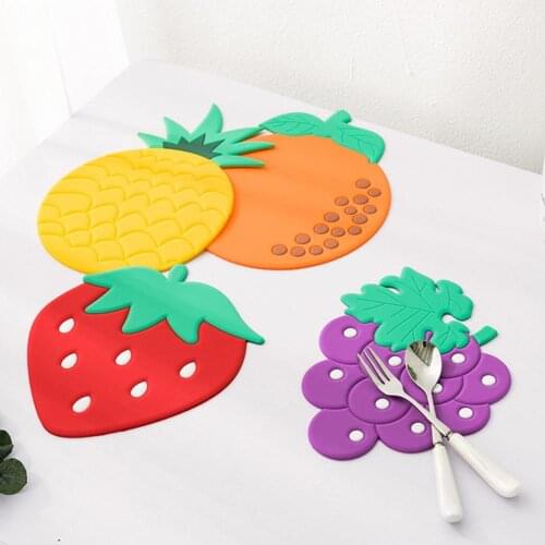Heat Insulation Round Cute Fruit Shape Placemat Table Cup Mat for Home For Children
