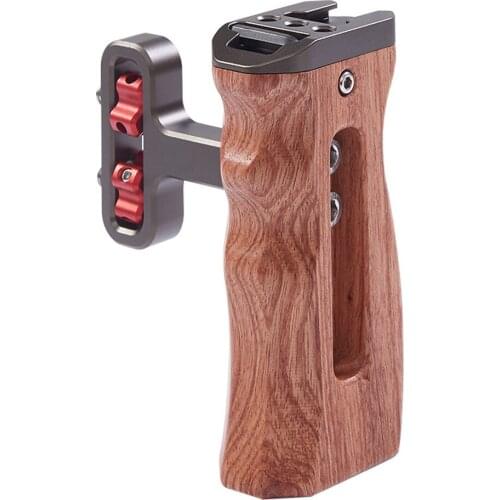 Universal Camera Cage Side Handle Wooden Hand Grip with 1/4 Screw Hole Mount for SLR Camera Maximum Load 2-5KG
