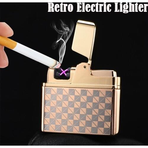 High-end USB Charging Arc Plasma Lighter Portable Retro Windproof Reusable Mens Gift Cigarette Accessories