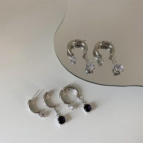 Origin Summer Fashion Cubic Zircon Dangle Earring for Women Trendy Long Tassel Silver Color Metallic Earring Jewelry Pendientes