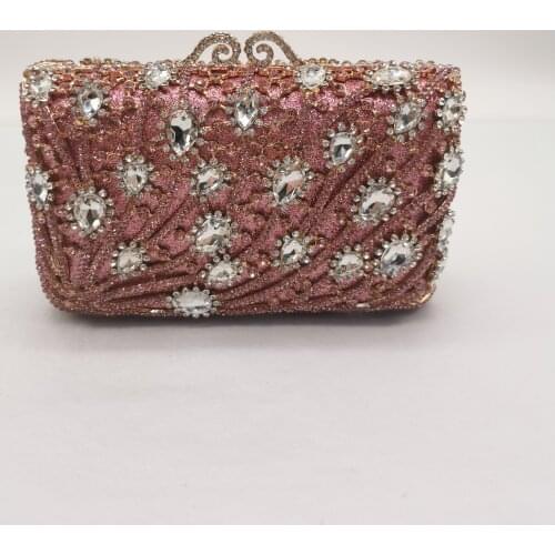 Lady Pink/Silver Color Rhinestone Evening Bags Clutch Purse For Wedding Party Prom Purses New Wallets Female Handbag Clutches
