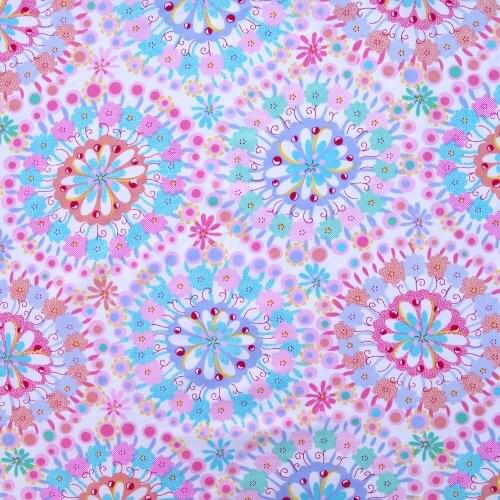 1 yard Cotton Twill Fabric for sewing pathwork, cloth, bedding - Big circle flower(Color A) (width=160cm)