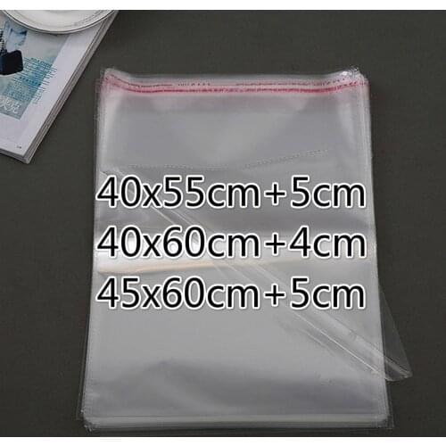 100pcs self-adhesive OPP bags transparent self-sealing bag (40x60+4cm )(40*55 /45*65) Gift Plastic Packaging Self Adhesive Seal