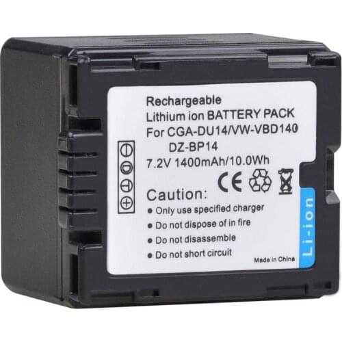 1400mAh CGA-DU14 DU14 VW-VBD140 DZ-BP14 CGA DU14 Battery for Panasonic DU06 DU07 NV-GS10 VDR-M70/M50 VW-VBD140 DZ-BP14