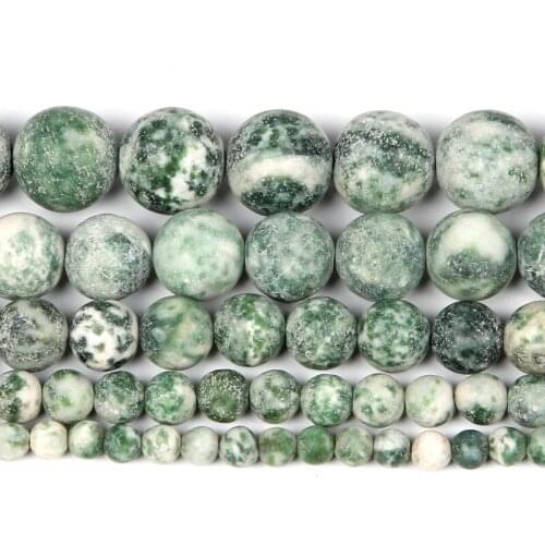 4-12mm Natural Stone Bead Loose Round Frosted Green Dot Agates Bead For Jewelry Making DIY Charm Bracelet Necklace Handmade