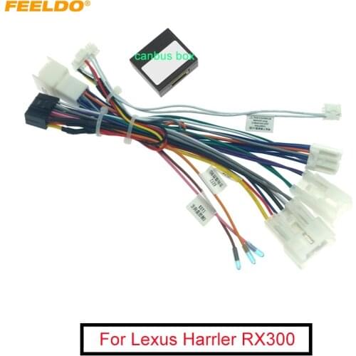 FEELDO Car Audio 16pin Wiring Harness With Canbus Box For Lexus Harrler RX300 Stereo Installation Wire Adapter