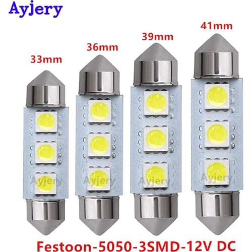 AYJERY 1000PCS C10W C5W LED 5050 Festoon 36mm 39mm 41/42mm 12V White bulbs For cars License Plate Interior Reading Light 12V