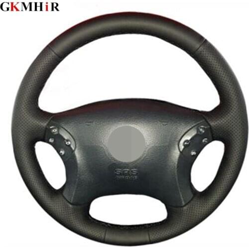 DIY Black Black Artificial Leather Car Steering Wheel Cover for Mercedes Benz W203 C-Class 2001-2007