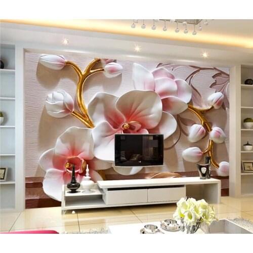 CJSIR photo wallpaper 3D Phalaenopsis relief wall Modern fashion floral decorative painting papel de parede 3d wallpaper Home
