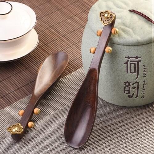 Ebony Pipa tea spoon household wooden spoon tea shovel tea spoon tea ceremony six gentleman tea set accessories
